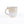 A handmade ceramic mug with a ribbed white lower half and a textured beige upper half, featuring a small decorative loop on the handle, set against a plain white background.