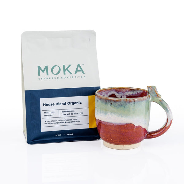 Multicolor Bird Mug by Kristin Roach Pottery with MOKA Coffee
